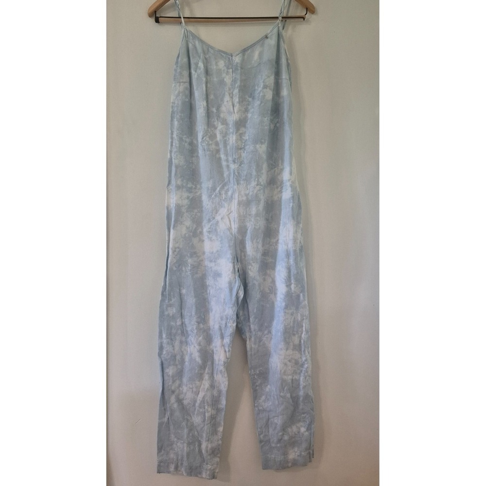Buddha Wear Linen Blend Jumpsuit XS Cloud Tie Dye Coastal Boho Artsy Resortwear